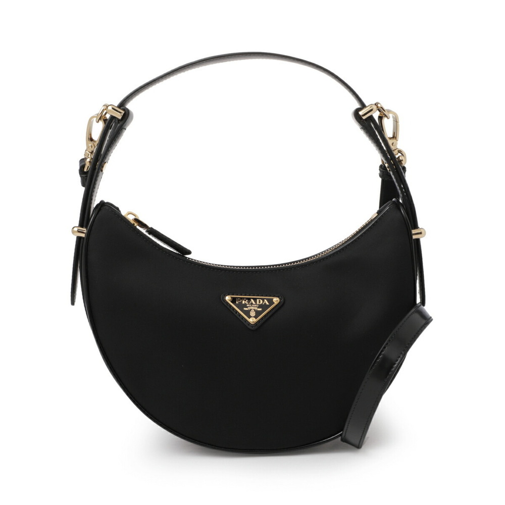Prada Hobo LEATHER the RE ARQUE SHOULDER Black region BAG